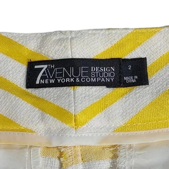 7th Ave. Design Studio New York & Co. White with Yellow Stripes Shorts Size 2 - Picture 9 of 11